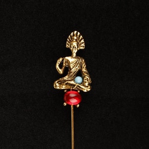 Vintage Arthur Pepper Goddess Pin: Faux Ruby & Turquoise, Mid Century Boho
