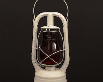 Vintage Dietz Monarch Railroad Lantern — Mid Century Red Globe Oil Lamp