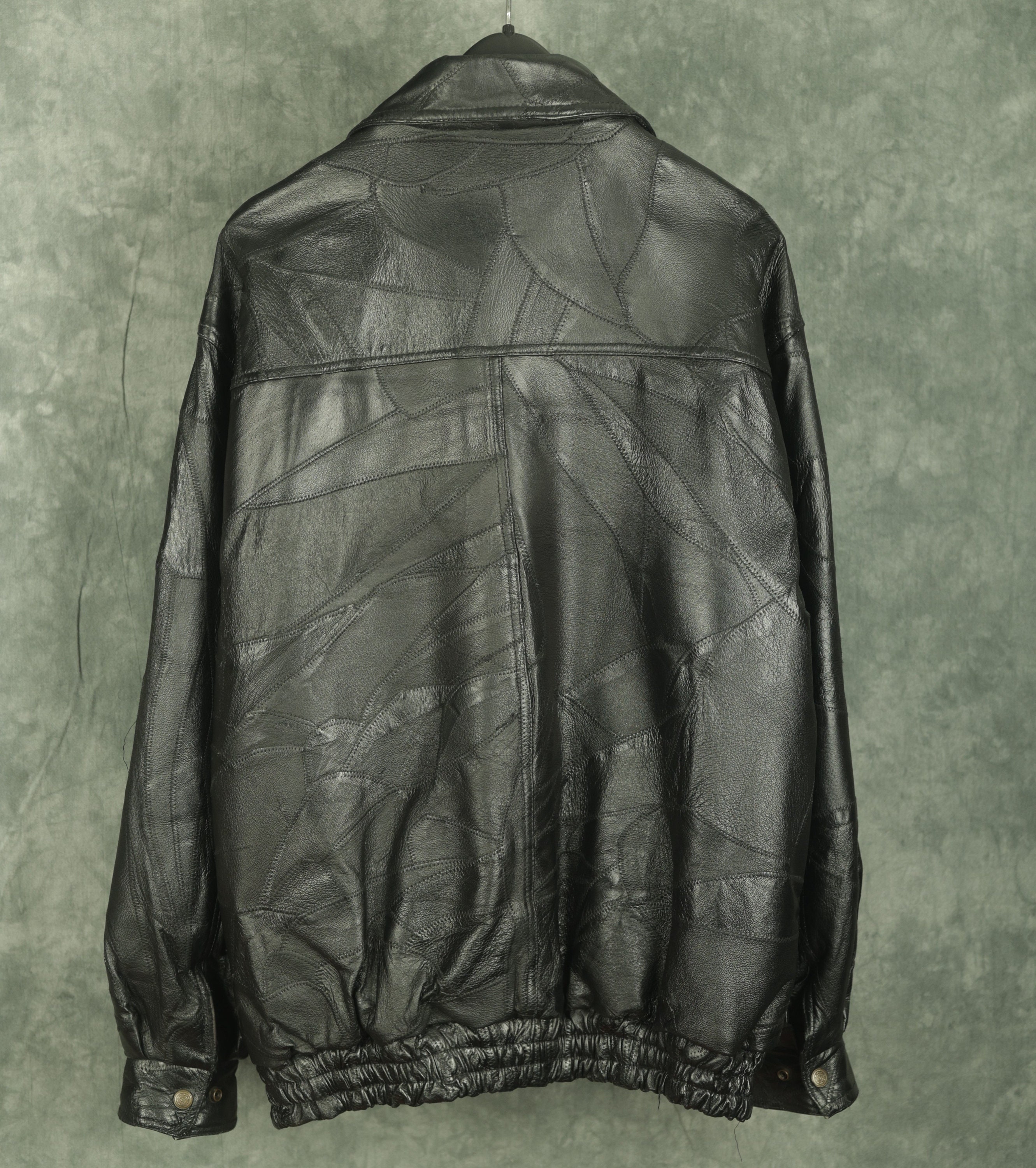 Vintage Patchwork Black Leather Bomber Jacket – Leather & Soul