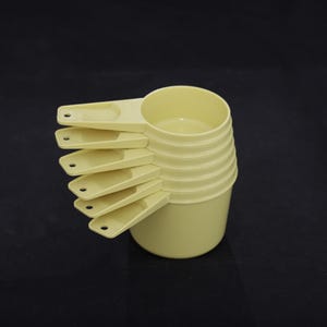 Vintage Tupperware Nesting Measuring Cups, Set of 6 — 1970s Harvest Gold Kitchen