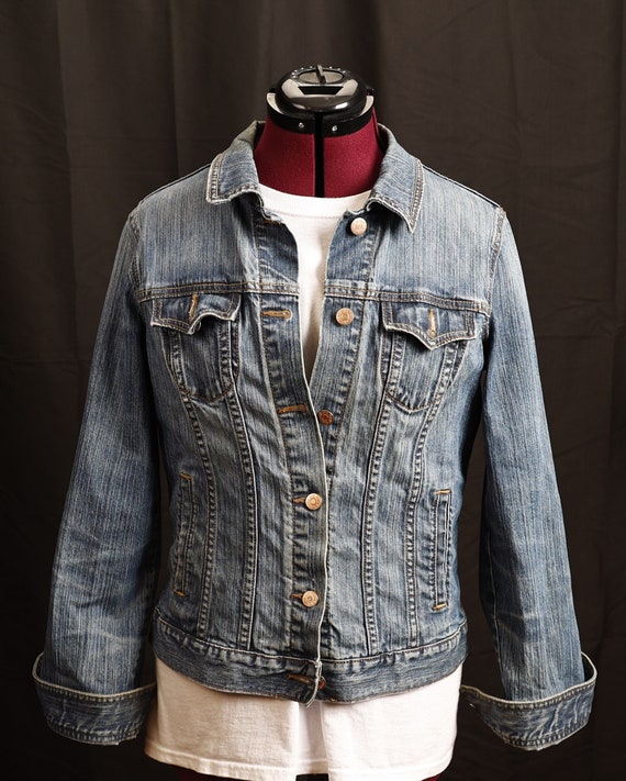 Old Navy Womens Large Hand Painted Denim Jacket - image 1