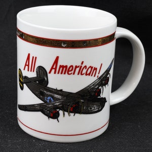 Vintage B-24 Liberator Mug | Full Color Aircraft Design with 22K Gold Trim | Collectible Military Mug | Excellent Condition