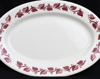 Buffalo China Breakfast Plates Pink Vine Pattern #9096 — Vintage Restaurant Ware Set of 2