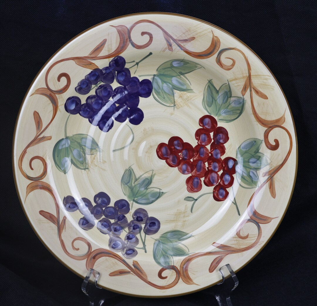 Gibson Grapes Hand Painted Stoneware Dinner Plate Etsy