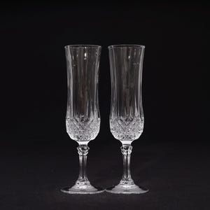 Set of 2 Vintage Cristal D'Arques-Durand Longchamp French Crystal Champagne Flutes