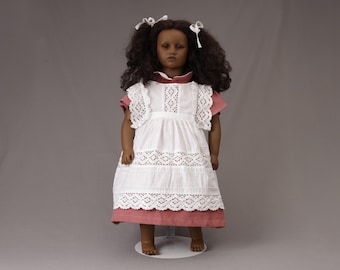 Vintage Annette Himstedt “Fatou” Doll – 26" Barefoot Children Series, With Original Box & COA, 1987