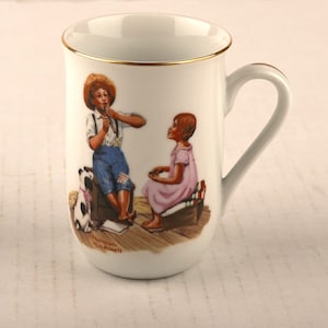 Vintage Norman Rockwell &quot;Music Master&quot; Mug: Limited Edition Porcelain with Gold Trim