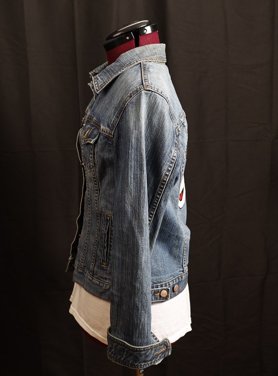 Old Navy Womens Large Hand Painted Denim Jacket - image 6