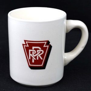 Vintage Pennsylvania Railroad Mug: Black & Red PRR Logo