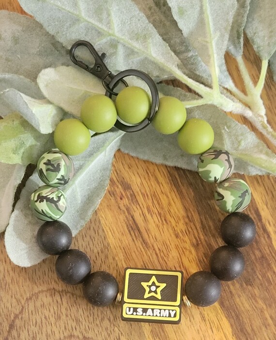 Bangle Key Ring | Bracelet Key Chain | Wristlet Keychain | Silicone Bangle Key Ring | Army Keychain  | Camo Keychain Gift