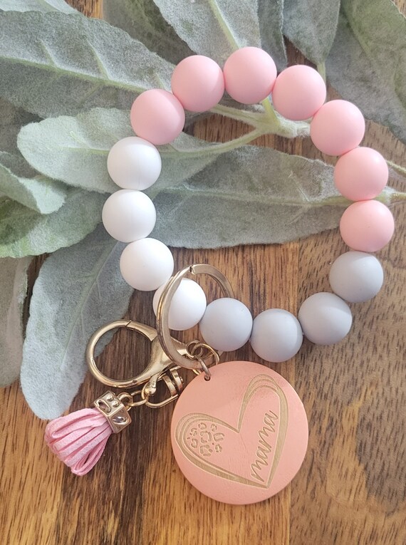 Bangle Key Ring | Bracelet Key Chain | Wristlet Keychain | Silicone Bangle Key Ring | "Mama" | Name Bracelet/Wristlet | Mothers Day Gift