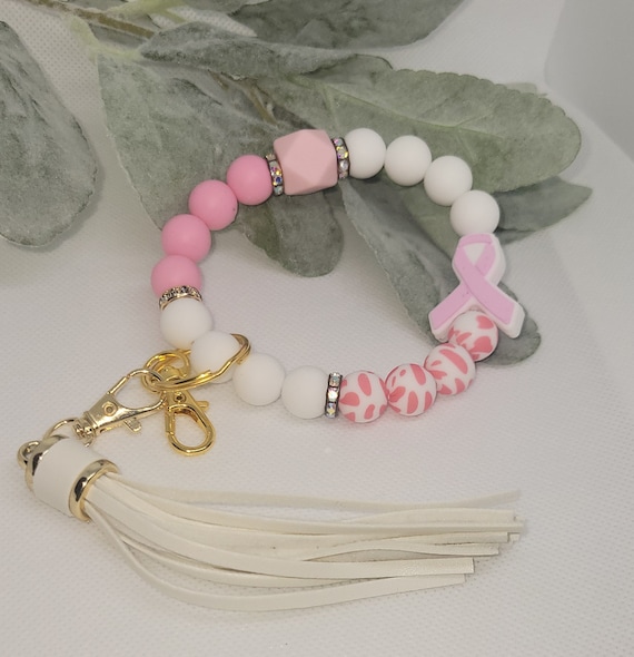 Bangle Key Ring | Bracelet Key Chain | Wristlet Keychain | Silicone Bangle Key Ring | Breast Cancer | Awareness/Ribbon | Keychain Gift