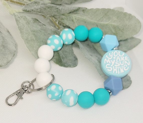 Bangle Key Ring | Bracelet Key Chain | Wristlet Keychain | Silicone Bangle Key Ring | You Are My Sunshine | Cute Keychain Gift Girls/Women