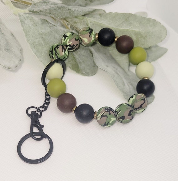 Bangle Key Ring | Bracelet Key Chain | Wristlet Keychain | Silicone Bangle Key Ring | Army Keychain | Camo Keychain Gift Girls/Women