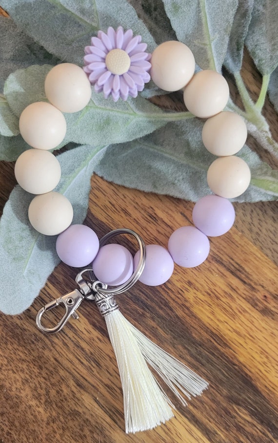 Bangle Key Ring | Bracelet Key Chain | Wristlet Keychain | Silicone Bangle Key Ring | Daisy | Keychain Gift