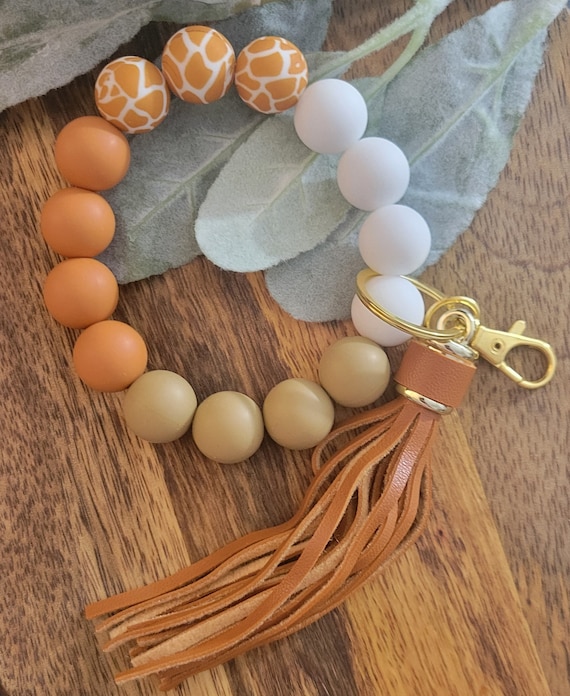 Bangle Key Ring | Bracelet Key Chain | Wristlet Keychain | Silicone Bangle Key Ring | Giraffe | Colorful Keychain Gift