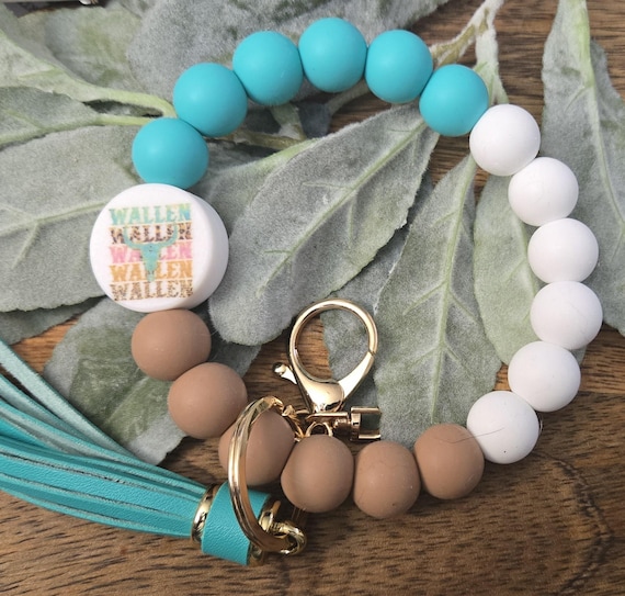 Bangle Key Ring | Bracelet Key Chain | Wristlet Keychain | Silicone Bangle Key Ring | "Wallen" | Country