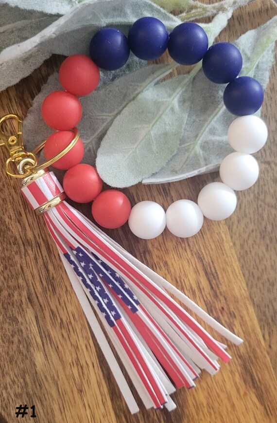 Bangle Key Ring | Bracelet Key Chain | Wristlet Keychain | Key Ring | July 4th | Handle Charm | Independence Day