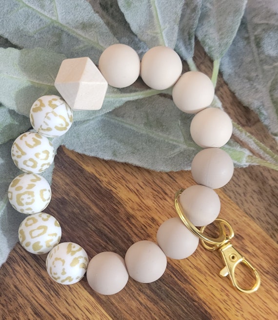 Bangle Key Ring | Bracelet Key Chain | Wristlet Keychain | Silicone Bangle Key Ring | Neutral Colors | Keychain Gift