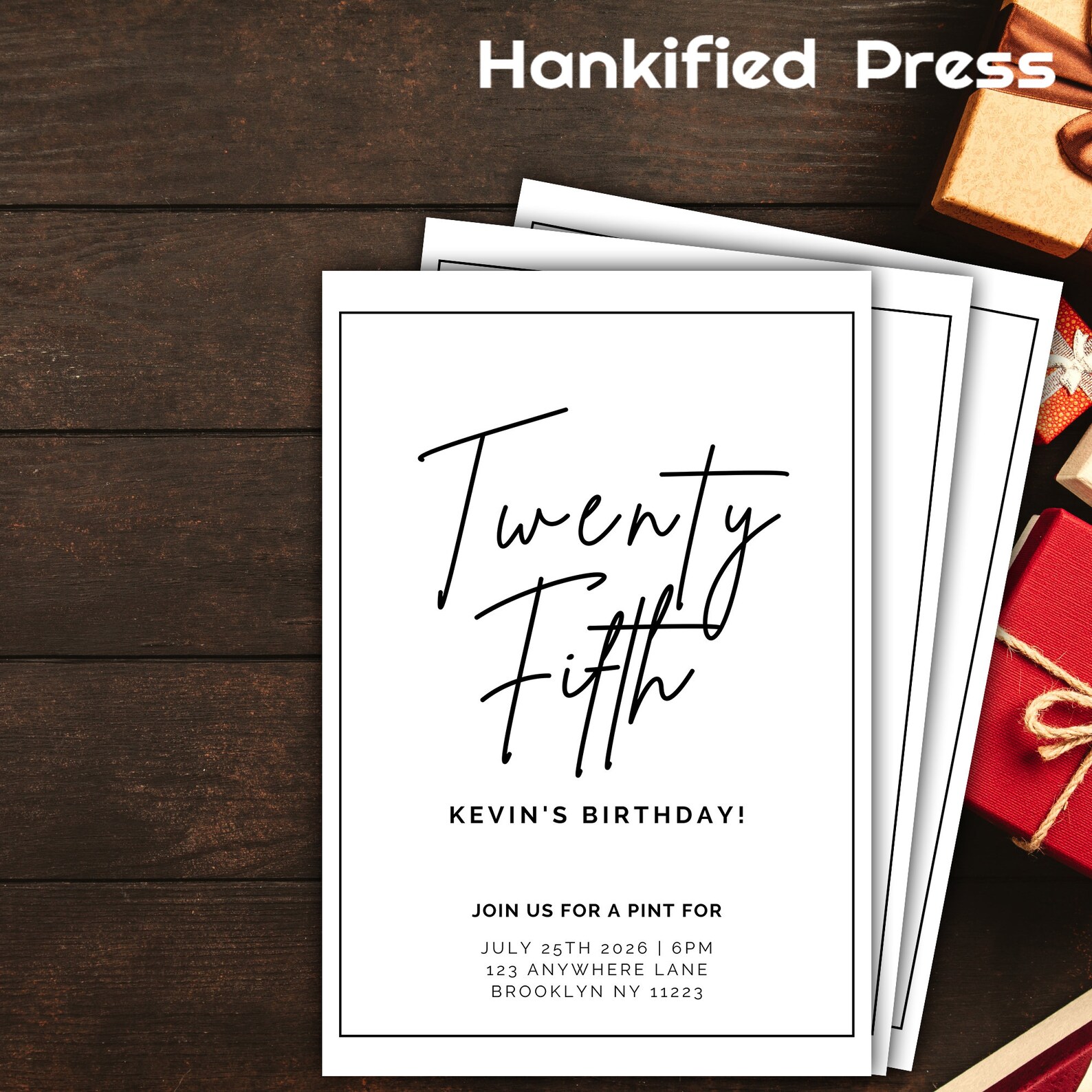 Classy Birthday Party Invitation Card 5x7 Editable PDF - Etsy