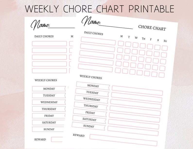 Weekly Chore Chart Printable Family Chore Chart Printable - Etsy