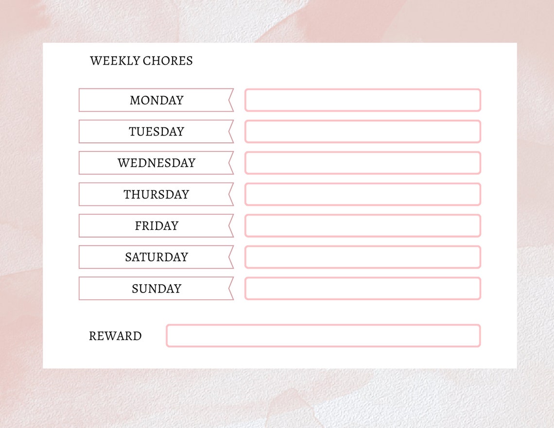 Weekly Chore Chart Printable, Family Chore Chart Printable ...