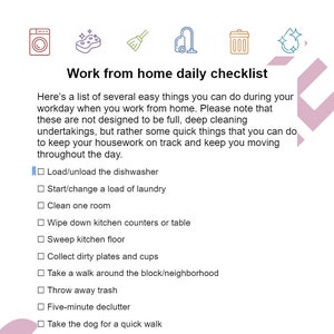 Work From Home Chore Checklist