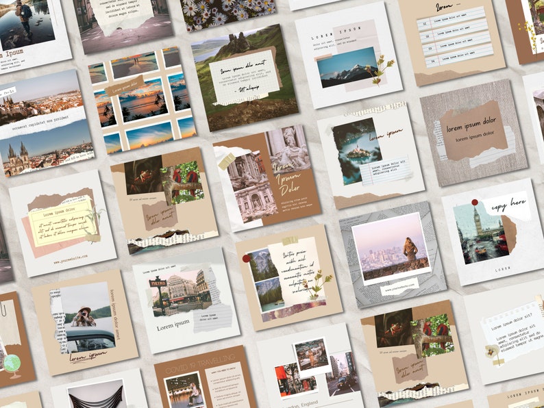 Travel Scrapbook Instagram Post Template • Canva Editable • Travel ...