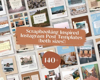 Travel Scrapbook Instagram Post Template • Canva Editable • Travel Journal Posts for Creators & Bloggers