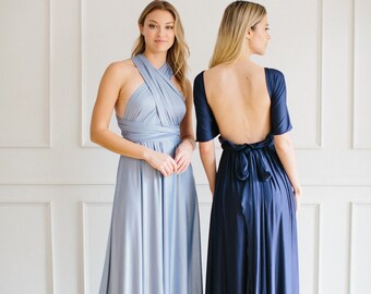 Blaues Brautjungfernkleid, langes Maxikleid, Brautjungfernkleid, Brautjungfernkleider, Cocktailkleid, Infinity Kleid