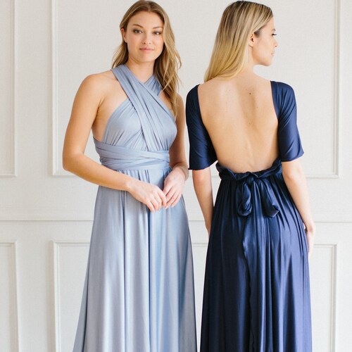 Dusty Blue Bridesmaid Dress Long Maxi 