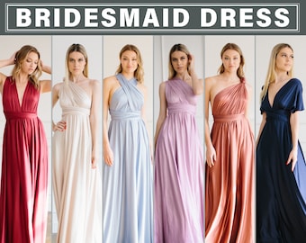 Multiway Maxikleid, Brautjungfernkleid-Unendlichkeitskleid, bodenlange Brautjungferkleid, Maxikleid für Brautjungfer, Cocktailkleid, Kleider