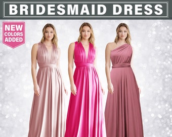 Vestido de dama de honor de palisandro, vestido malva largo, vestido de dama de honor infinito, vestido convertible, vestido largo, vestido multiway, vestido convertible