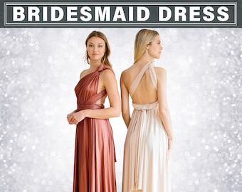 Bridesmaid Dress Champagne, Floor Length Maxi Dress, Bridesmaid Dress, Bridesmaid Dresses, Cocktail Dress, Multiway Dress, Infinity Dress