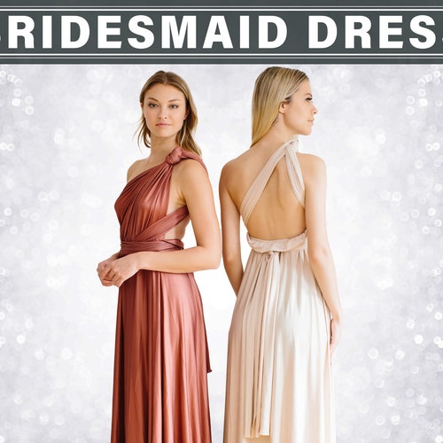 Bridesmaid Dress Champagne, Floor Length Maxi Dress, Bridesmaid Dress, Bridesmaid Dresses, Cocktail Dress, Multiway Dress, Infinity Dress