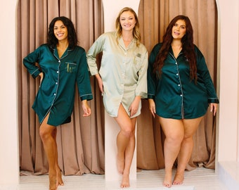 Sage Sleep shirt, Button Down Shirt, Dress Shirt, Bridesmaid Pajamas, Oversized Shirt, Bridesmaid Proposal, Bachelorette Party Gifts