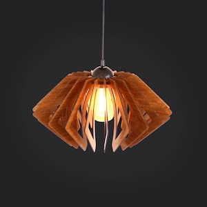 Wood Pendant Light, Mid Century Modern, Handmade Lamp, Ceiling Lamp, Chandelier Lighting, Industrial Lamp, Wood Lampshade, Lamp Shade