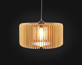 Wood Pendant Light, Mid Century Modern, Handmade Lamp, Ceiling Lamp, Chandelier Lighting, Industrial Lamp, Wood Lampshade, Lamp Shade