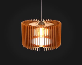 Wood Pendant Light, Mid Century Modern, Handmade Lamp, Ceiling Lamp, Chandelier Lighting, Industrial Lamp, Wood Lampshade, Lamp Shade