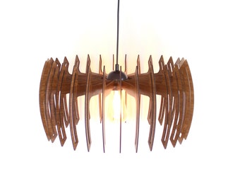 Wood Pendant Light, Mid Century Modern, Handmade Lamp, Ceiling Lamp, Chandelier Lighting, Industrial Lamp, Wood Lampshade, Lamp Shade