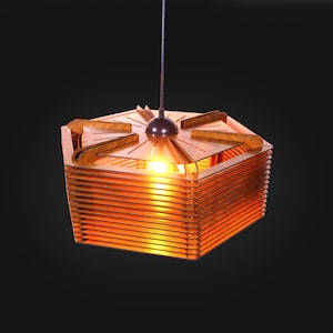 Wood Pendant Light, Mid Century Modern, Handmade Lamp, Ceiling Lamp, Chandelier Lighting, Industrial Lamp, Wood Lampshade, Lamp Shade