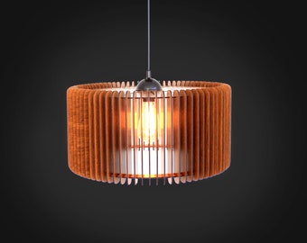 Wood Pendant Light, Mid Century Modern, Handmade Lamp, Ceiling Lamp, Chandelier Lighting, Industrial Lamp, Wood Lampshade, Lamp Shade