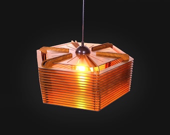Wood Pendant Light, Mid Century Modern, Handmade Lamp, Ceiling Lamp, Chandelier Lighting, Industrial Lamp, Wood Lampshade, Lamp Shade
