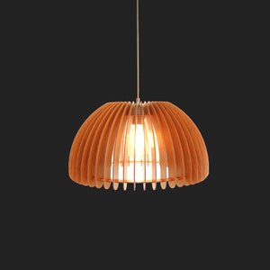 Wood Chandelier, Mid Century Modern, Wood Pendant Light, Handmade Ceiling Lamp, Chandelier Lighting, Wood Lampshade, Dining Room Lamp