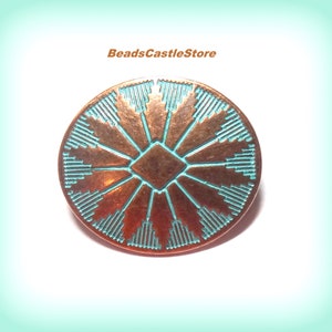 3-6-12-24 Metal Shank Buttons-Antique Copper tone with Green Patina-Oval Button-25mm x 22mm-Hole Size 2.7mm-(#188)