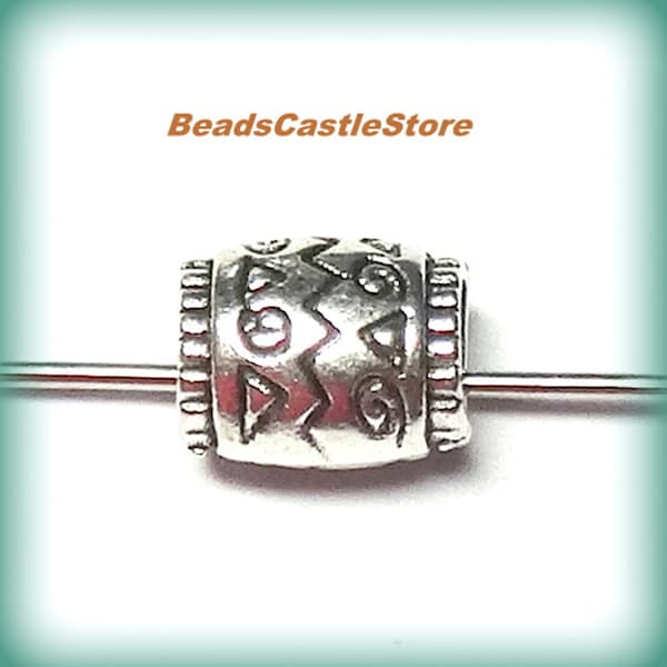 20-40 Antique Silver Spacers-Tube Bead-Tibetan Style Spacer Bead-8mm x 6.5mm-Hole size 4mm-Option of 20 or 40 pieces-(#30)