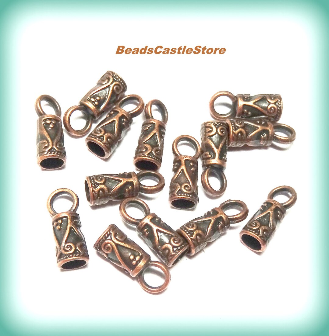 102040 Cord End Caps With Loopantique Copper Tonemetal Cord Ends14mm X 5.5mmfits 3.5mm
