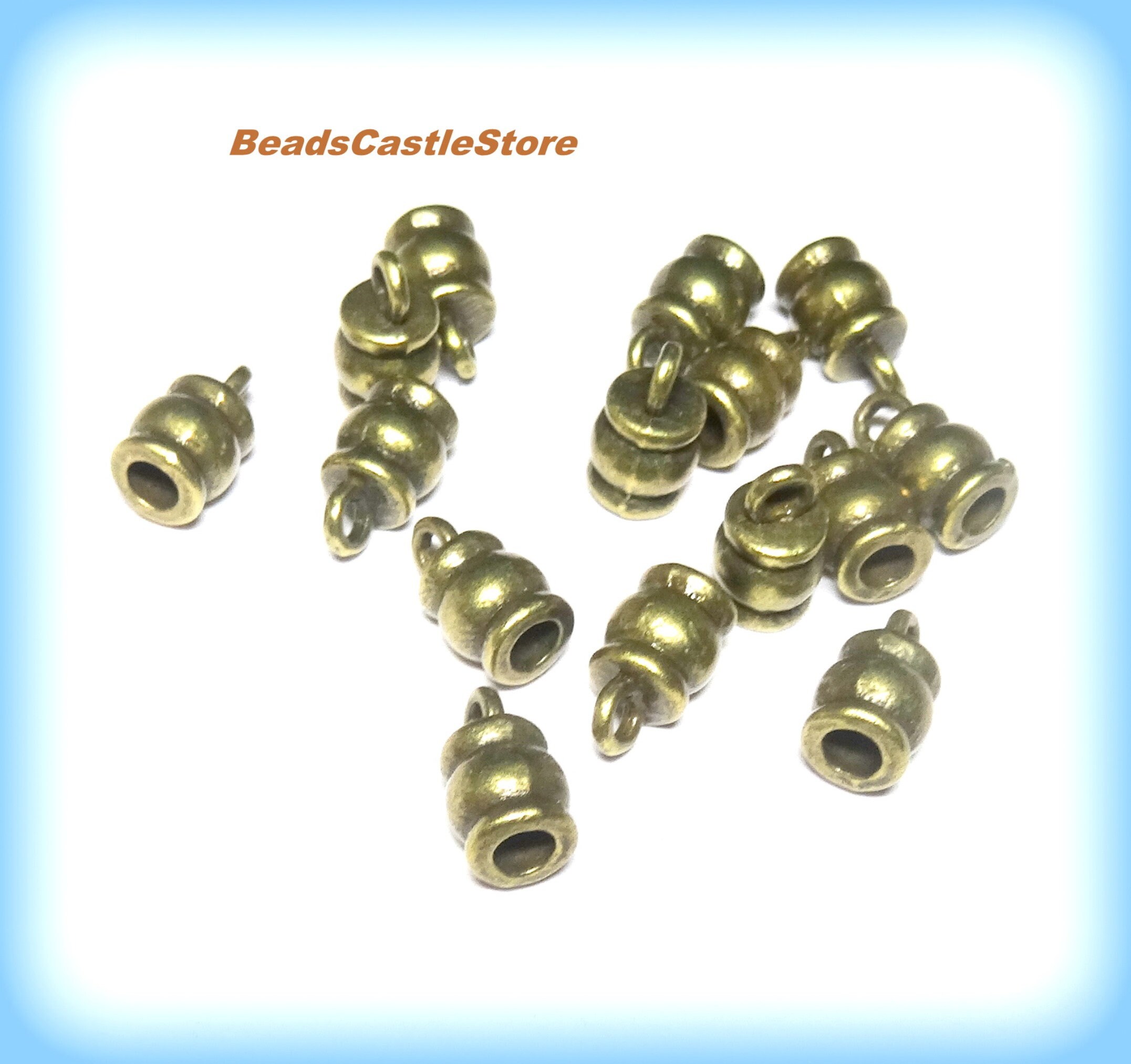 102050 Metal Cord Ends With Loopantique Bronze Tonebarrel Etsy