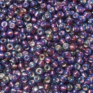 6/0 Silver Lined AB Dark Smoky Amethyst seed beads-Miyuki # 1013-Japanese Round Glass Beads-Options of 10-25-50 grams-(#164)