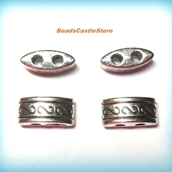 20-40-80 Antique Silver tone Spacer-Two Hole Spacer-S Design Spacer-Metal Bead-Rectangle shape-1.5mm hole-Size:5mmx10mmx4mm-(#28)